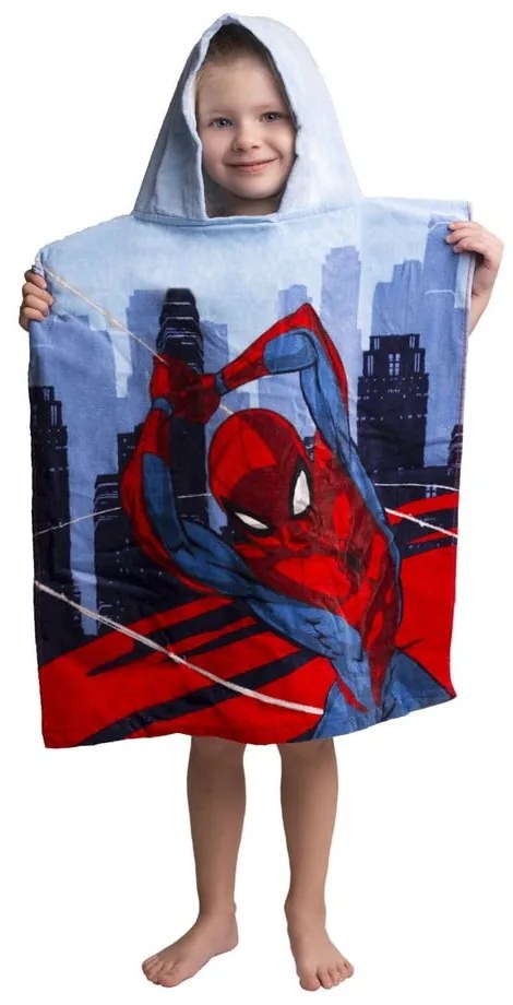 Czerwono-niebieskie ponczo dziecięce frotte Spider-Man – Jerry Fabrics