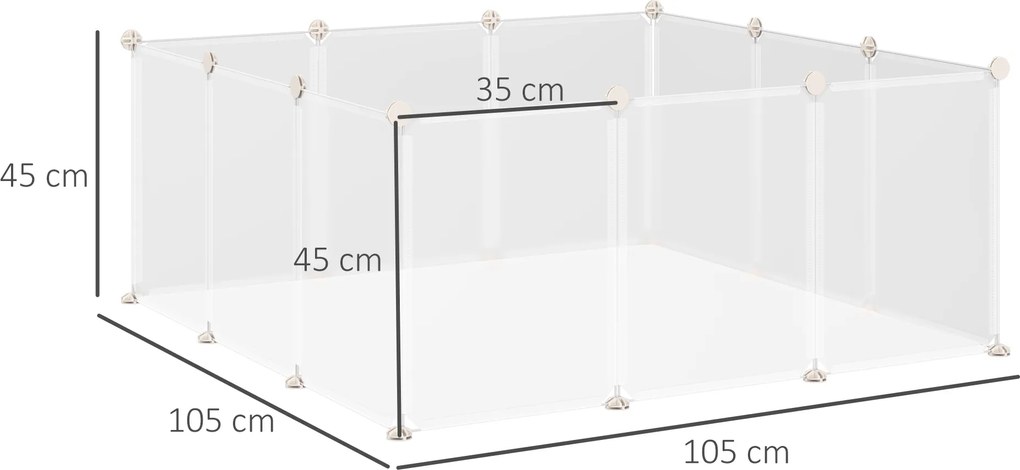 Kojec DIY dla szczeniąt 12 paneli łatwy montaż przestronny biały 105x105x45cm | Aosom PL
