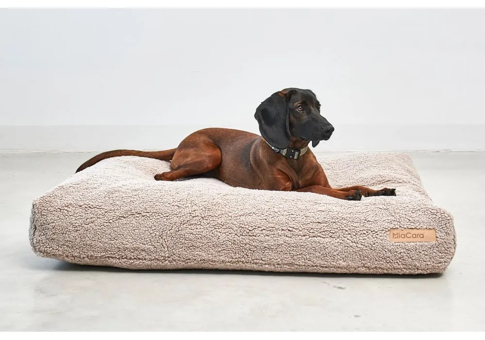 Beżowy materac dla psów z materiału bouclé 120x90 cm Senso Greige L – MiaCara