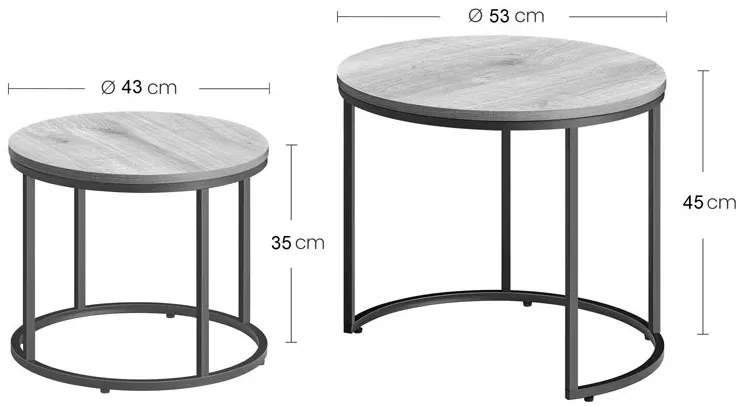 Zestaw 2 Stolików Kawowych 2W1 Do Salonu Rustykalny Brąz E8-C70