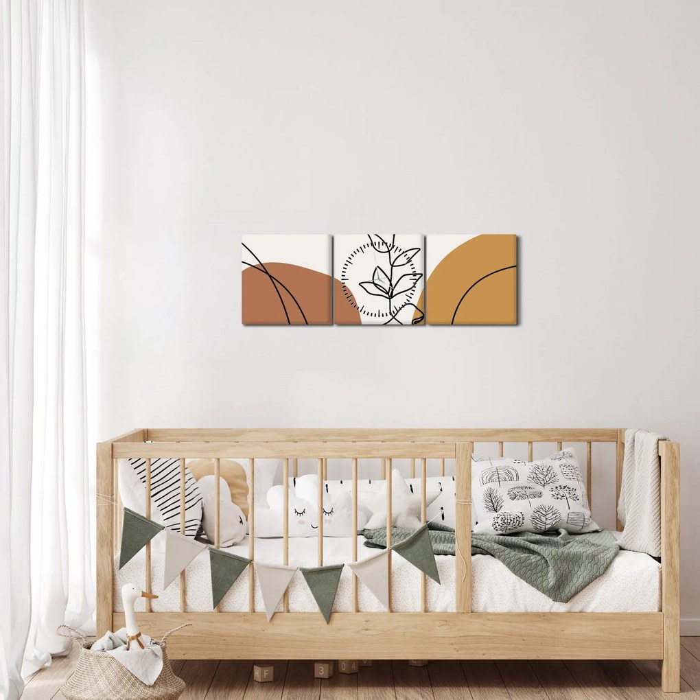 Obraz - Kształty Boho (z zegarem) (90x30 cm)