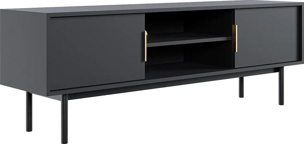 Szafka RTV 2-drzwiowa z 2 wnękami – Czarny – DABRIANA