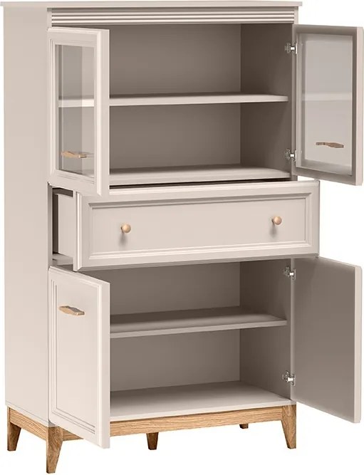 Witryna CUNEO 150,5 x 92 cm, Stojąca witryna do Salonu, Kaszmir