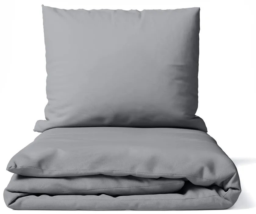 Szara pościel jednoosobowa z mikrosatyny 140x200 cm Basic – Bonami Essentials