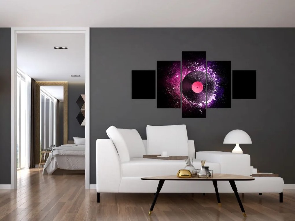 Obraz - Płyta winylowa w kolorze różowo-fioletowym (125x70 cm)