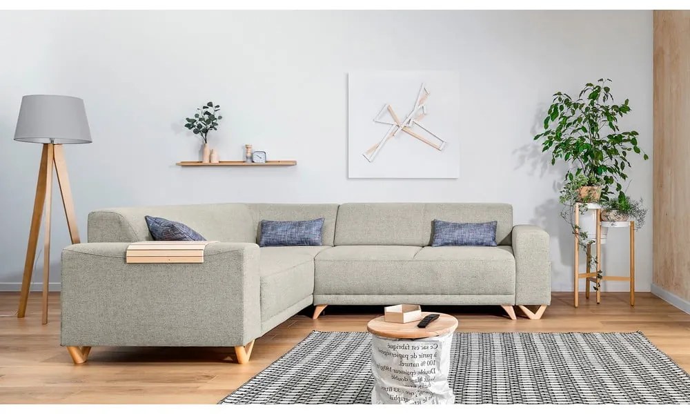 Beżowy rozkładany/ze schowkiem narożnik (lewostronny/w kształcie litery L) Classy Sophie – Miuform