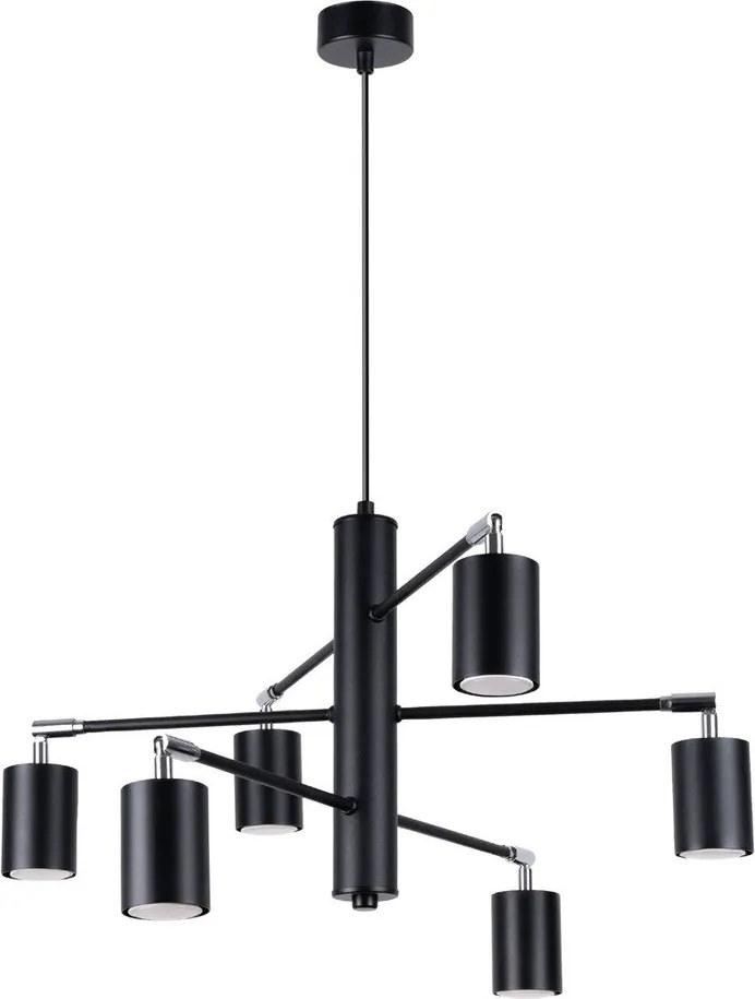 Czarna metalowa lampa wisząca Virta – Sollux