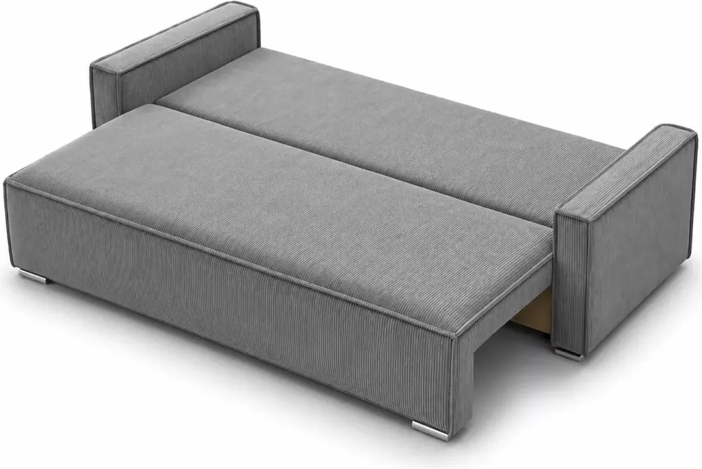 Kanapa Natan rozkładana z funkcją spania i pojemnikiem na pościel – nowoczesna sofa sztruksowa
