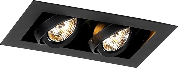 Zestaw 6 nowoczesnych reflektorów wpuszczanych czarnych 2-punktowych z regulacją - Oneon 70
