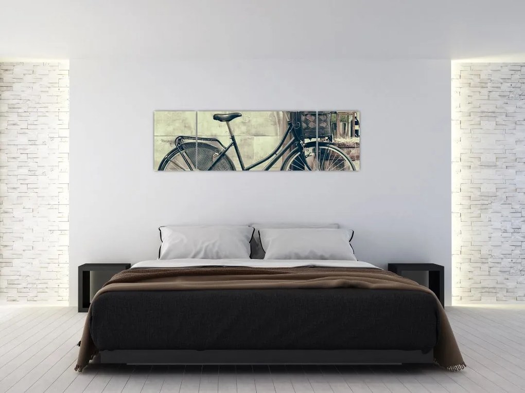 Obraz - Vintage rower z kwiatami (170x50 cm)