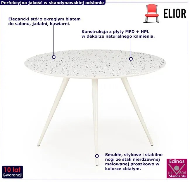 Biały okrągły stół w stylu skandynawskim L5-A36