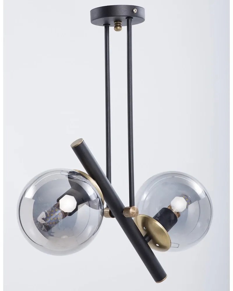 Czarna lampa sufitowa ze szklanym kloszem ø 15 cm Libra – Squid Lighting