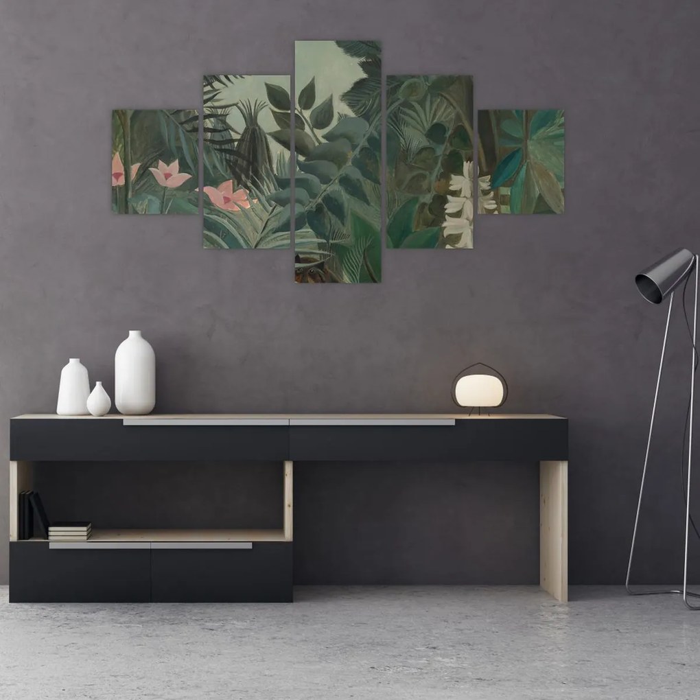 Obraz - Henri Rousseau, The Equatorial Jungle, reprodukcje (125x70 cm)