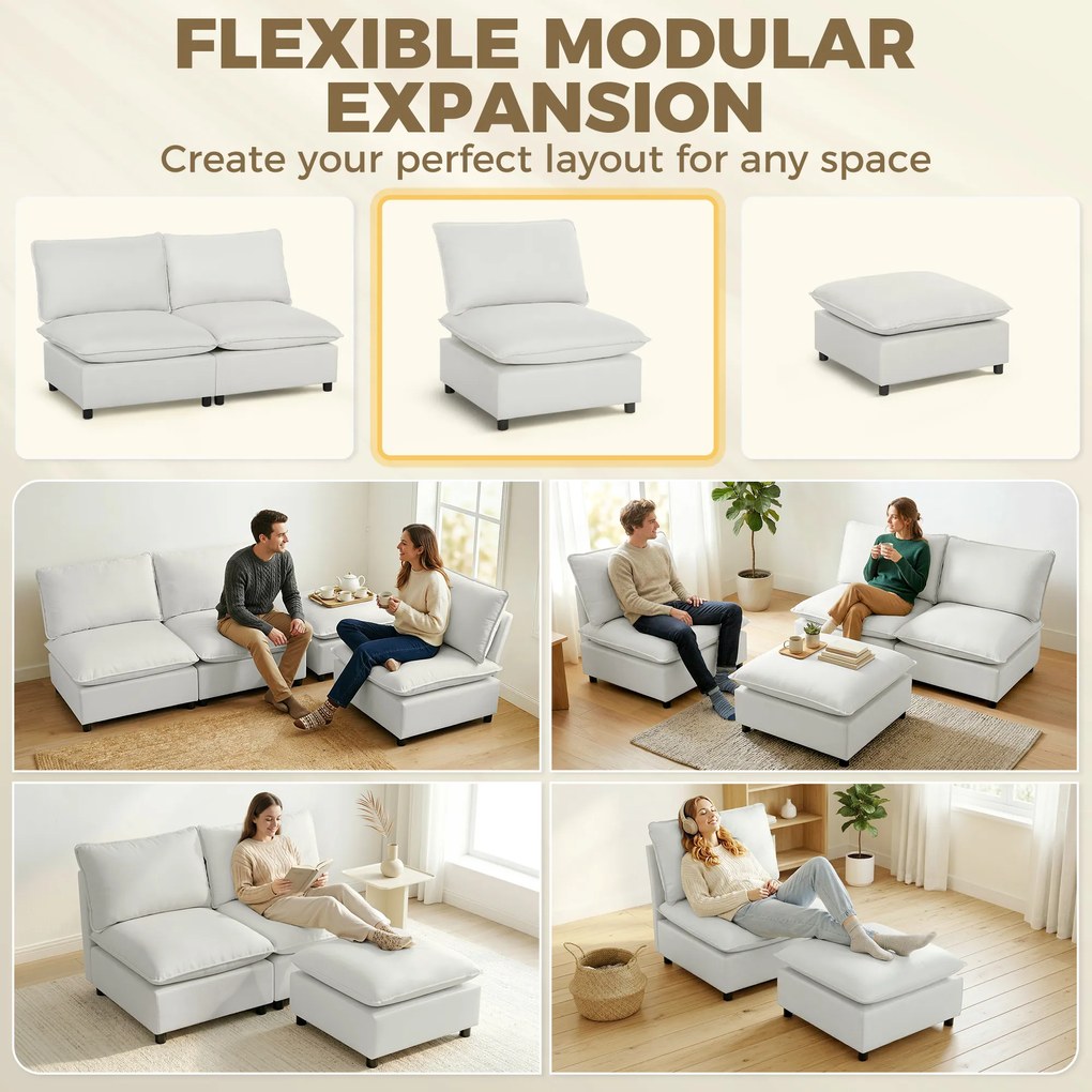 HOMCOM Fotel akcentowy, nowoczesny fotel Leathaire z szerokim i głębokim siedziskiem, grube poduszki, łatwy montaż, szary | Aosom PL