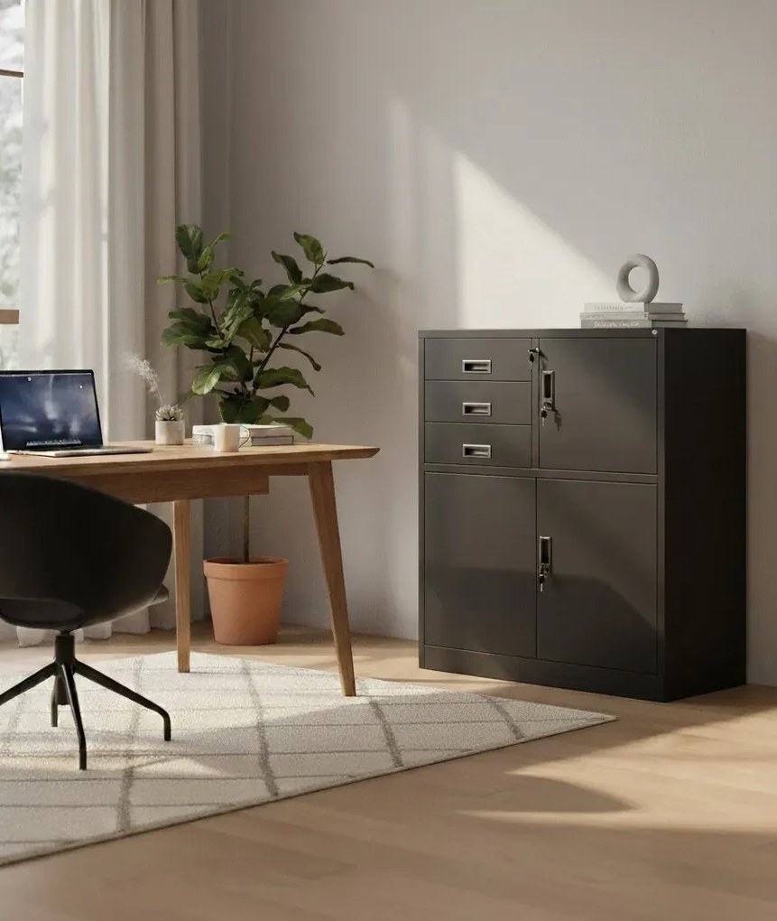 Antracytowa szafka z zamkiem na dokumenty C8-S04