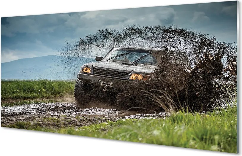 Panel szklany do Kuchni Auto Terenowe w Górach