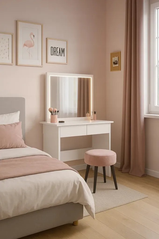 Biała toaletka z lustrem L0-L42