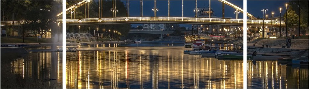Obraz mostu z fontanną (170x50 cm)