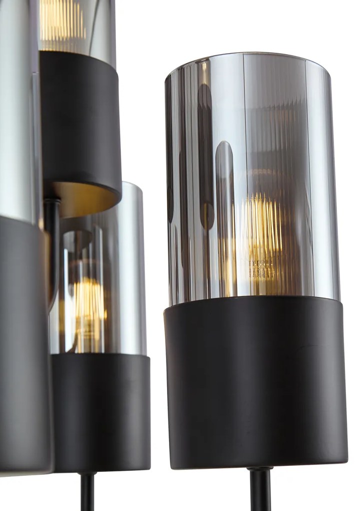 Nowoczesny żyrandol czarny z przydymionym szkłem 9-punktowy - Laura Nowoczesny Oswietlenie wewnetrzne