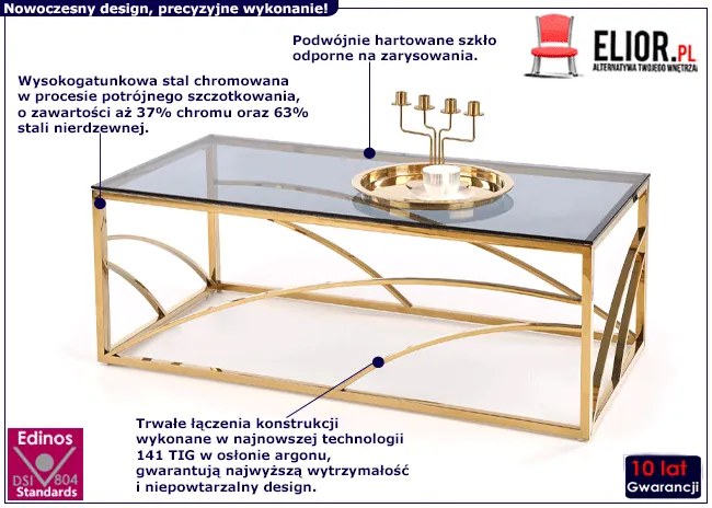 Szklana ława w stylu glamour Cristal 2X - Iryda