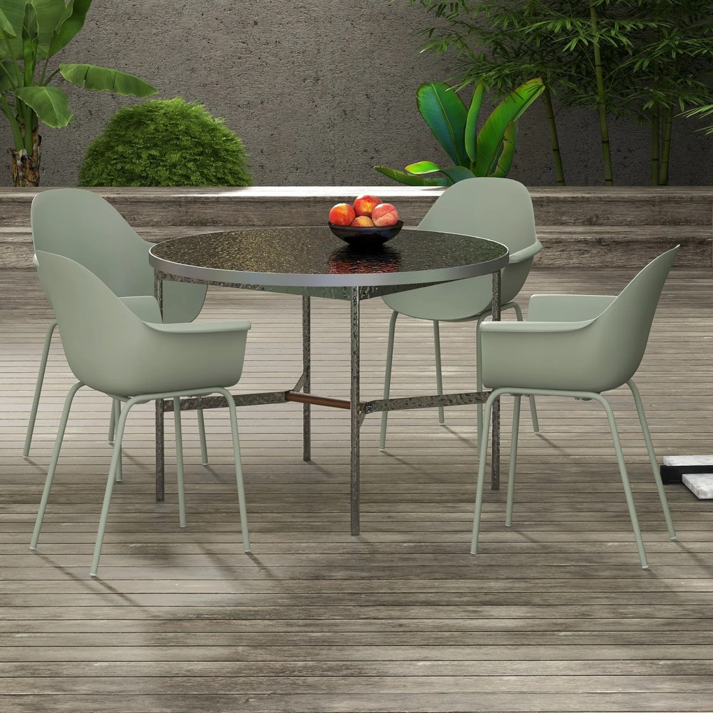 Outsunny Zestaw 4 krzeseł ogrodowych Składane Zielone z oparciem Podłokietniki do 120 kg | Aosom PL