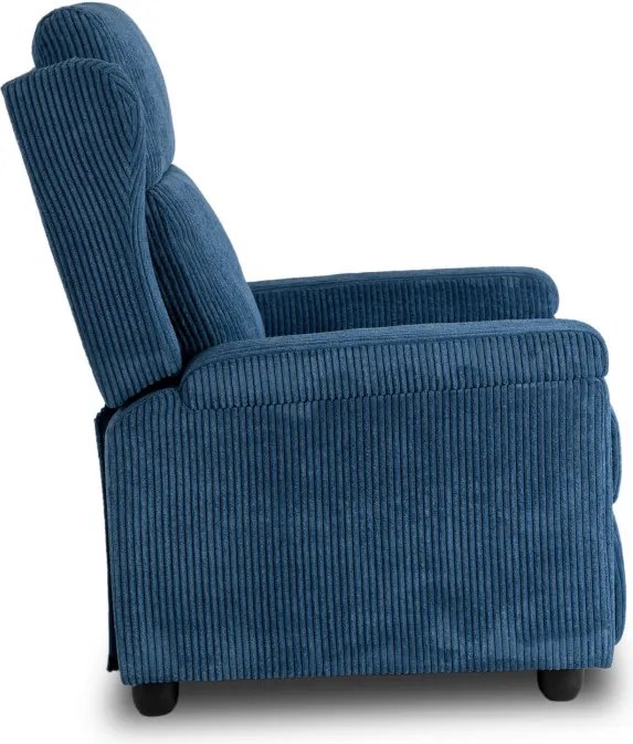 Fotel Rozkładany z Podnóżkiem SPENCER Granatowy Sztruksowy Nowoczesny