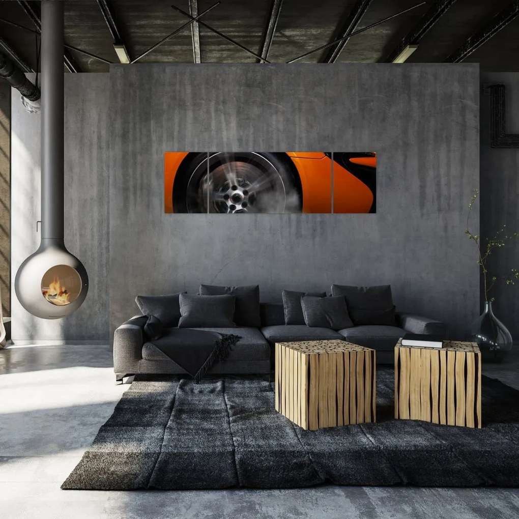Obraz - Pomarańczowy samochód sportowy (170x50 cm)