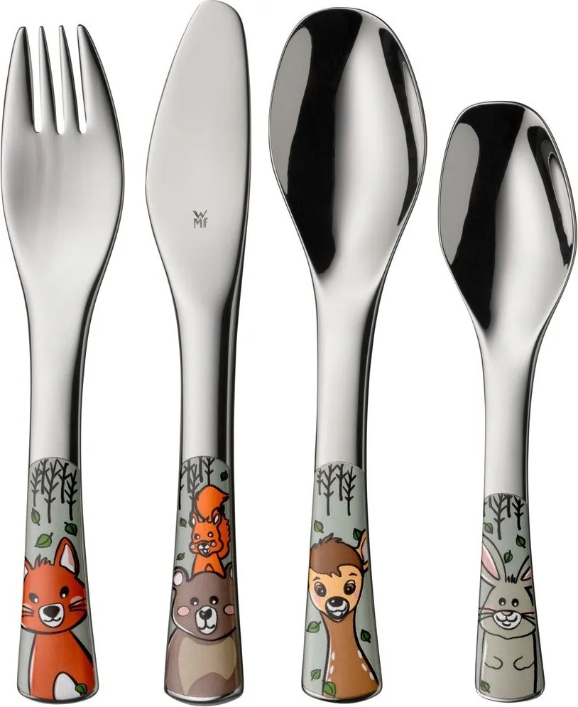 Sztućce dla dzieci ze stali nierdzewnej w kolorze srebra 4 szt. Forest Friends – WMF