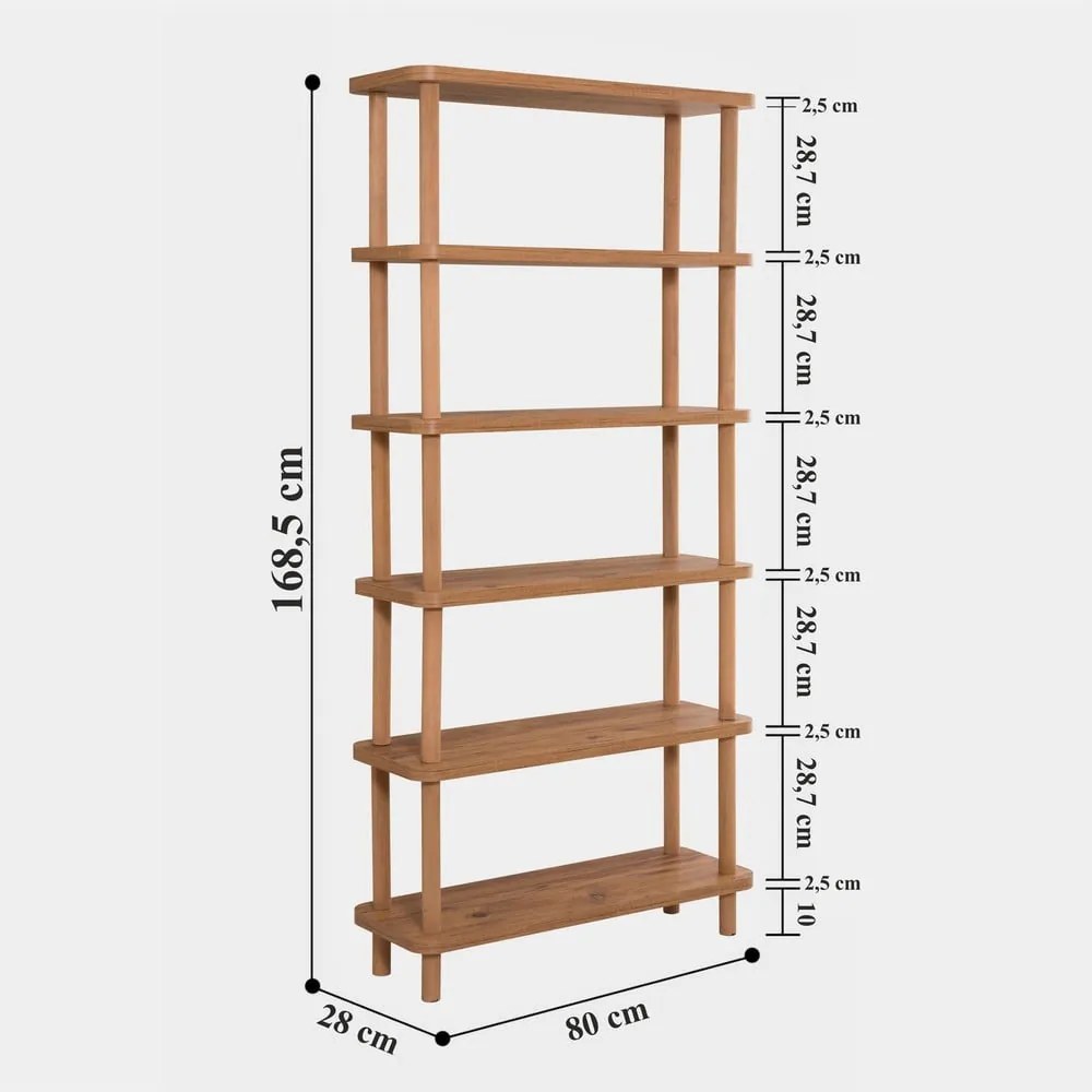 Regał w dekorze sosny 80x168,5 cm Step – Kalune Design