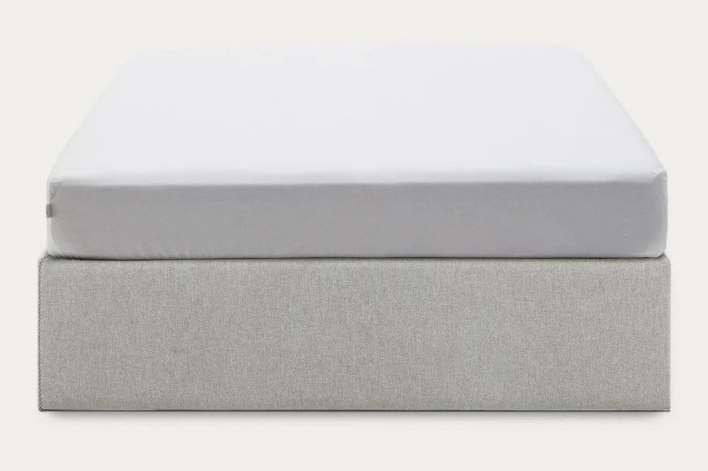 Szare tapicerowane łóżko dwuosobowe ze schowkiem 140x190 cm Matters – Kave Home