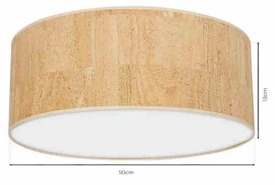 Lampa sufitowa korek, biała, okrągła CORK White/Cork 3xE27 Ø50cm