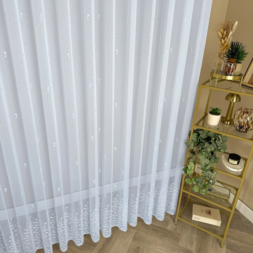 Firana haftowana Nina markizeta wyszywane kwiatki ozdobny pas  - wys. 280 cm