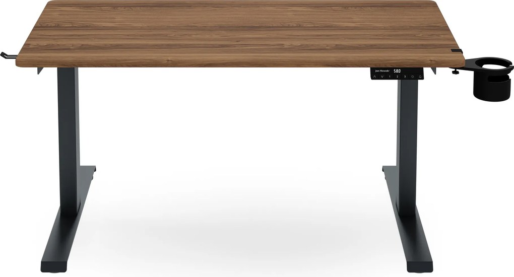 Biurko elektryczne z regulacją wysokości ergonomiczne antracytowe/orzech,1200x600 mm: ARIA