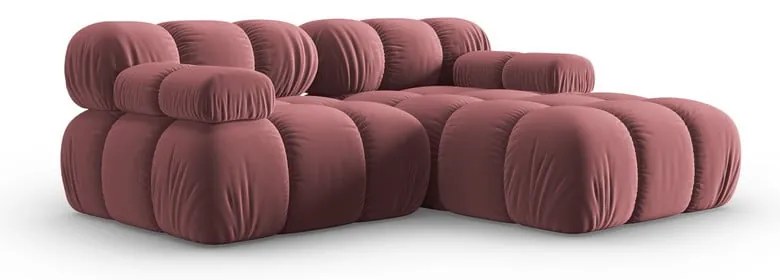 Różowy aksamitny narożnik (prawostronny) Bellis – Micadoni Home