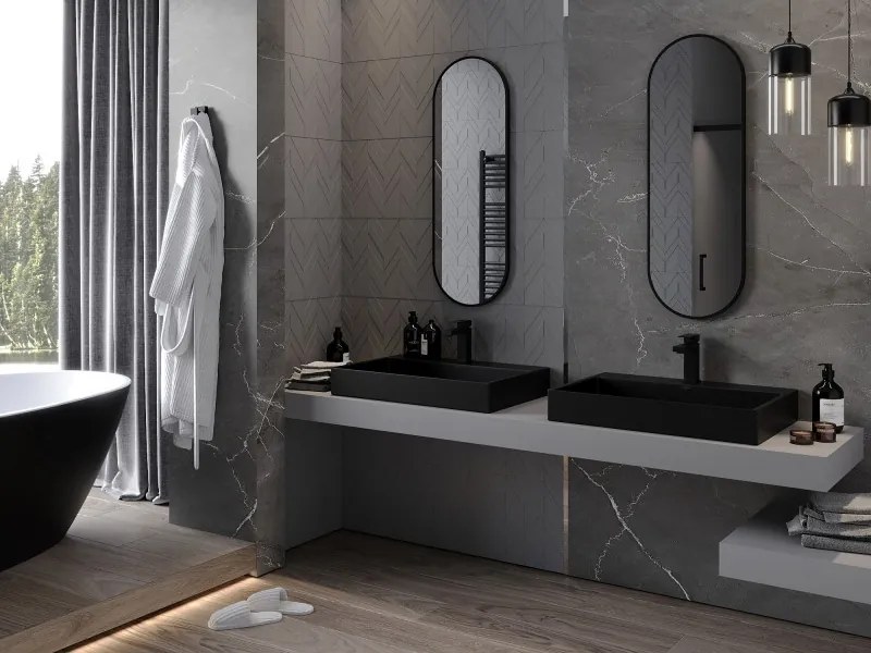 Mexen Loft lustro łazienkowe owalne 100 x 35 cm, rama czarna - 9851-100-035-000-70