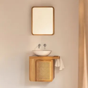 Zestaw Wiszących Mebli Łazienkowych Z Drewna Tekowego Georgy Drewno Tekowe & Cement - Sklum