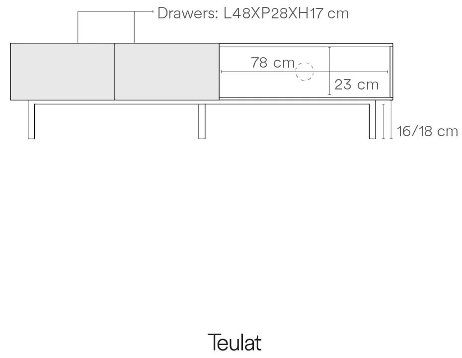 Biało-naturalna szafka pod TV w dekorze dębu 180x45 cm Arista – Teulat