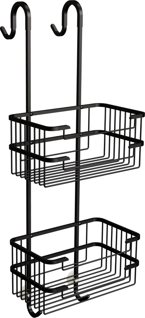 Kosz prysznicowy podwójny czarny do ścianki prysznicowej