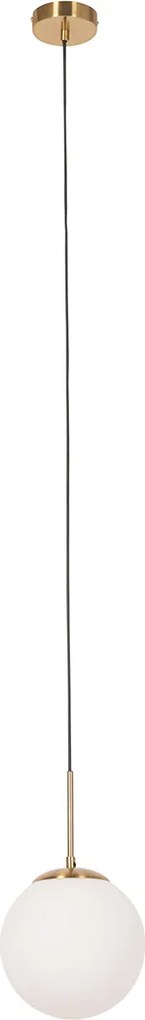 Art Deco hanglamp goud met opaal glas incl. rail adapter zwart 1-fase - Slimline Flore