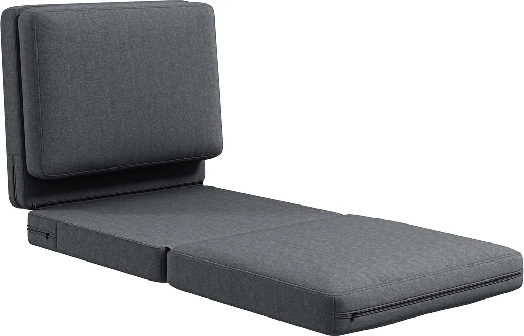 HOMCOM Składany Fotel Podłogowy z Poduszkami, Wandelbar Sofa Podłogowa, do Salonu, Pokoju Gościnnego, Biura, 75 x 268 x 18 cm, Ciemnoszary