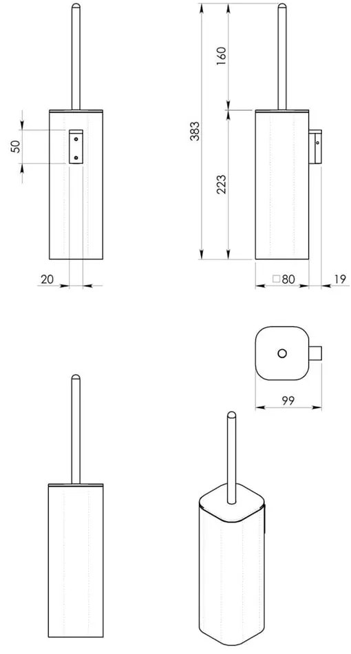 Biała ścienna szczotka do WC Gedy Flori – Sapho