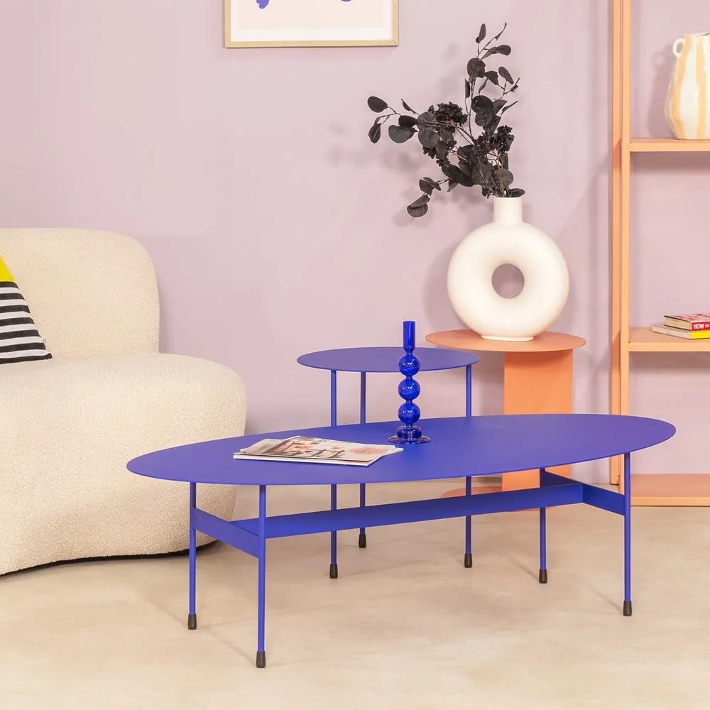 Niebieski metalowy stolik 39x120 cm Mira – Spinder Design