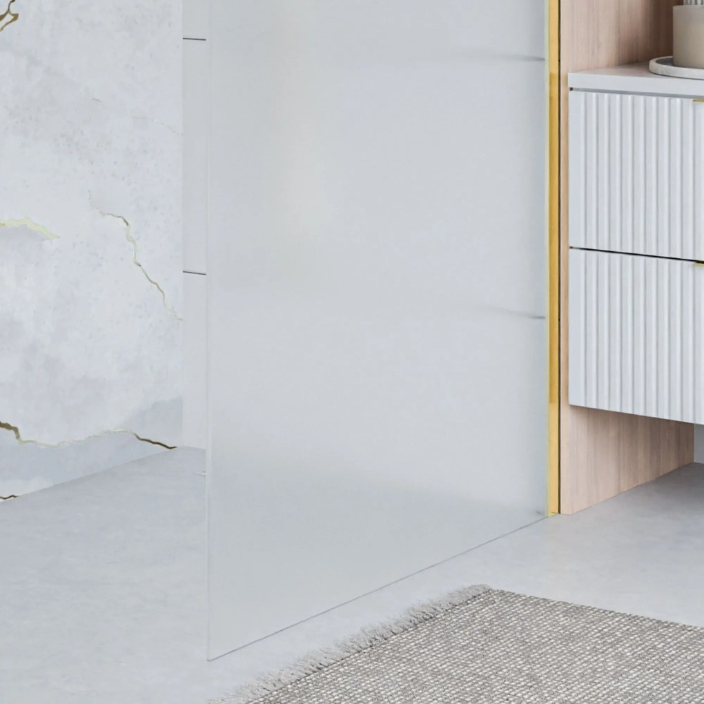 Ścianka prysznicowa Walk-in satynowa matowa prostokątna 8 mm MOLIS Satin Classic MASSI | rożne rozmiary : Kolor profili kabiny - chrom / srebrny, Szerokość ścianki - 140 cm , Typ montażu - WALK in FIX (Do ściany)