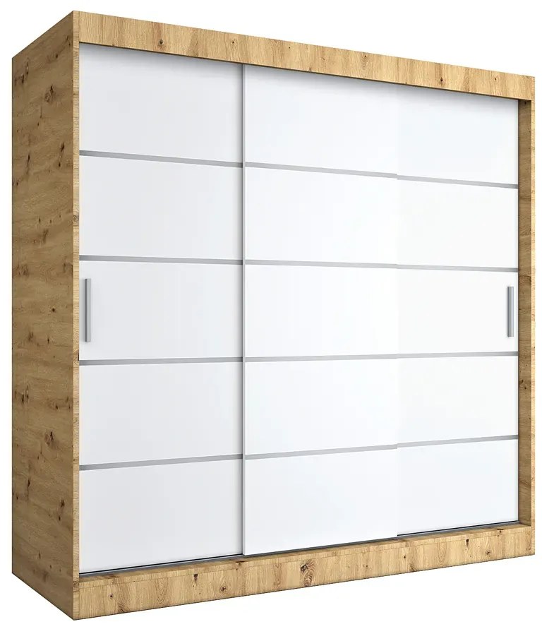 Szafa przesuwna dąb artisan + biały 200 cm D1-S34