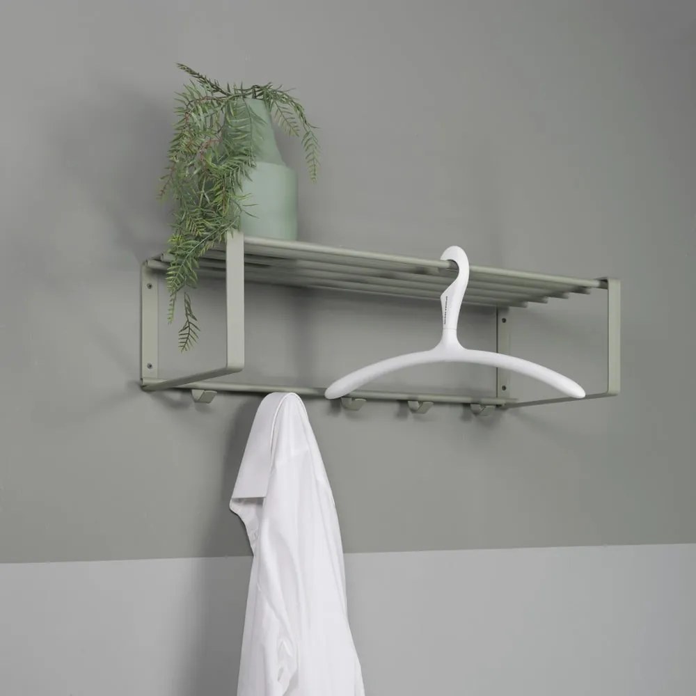 Szarozielony metalowy wieszak ścienny z półką 70 cm Rex – Spinder Design