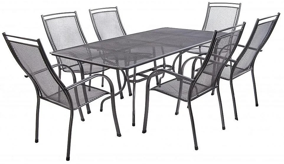 Metalowy zestaw ogrodowy PALMA I. 1 + 6 Stół prostokątny 145x90 cm (CT0309)