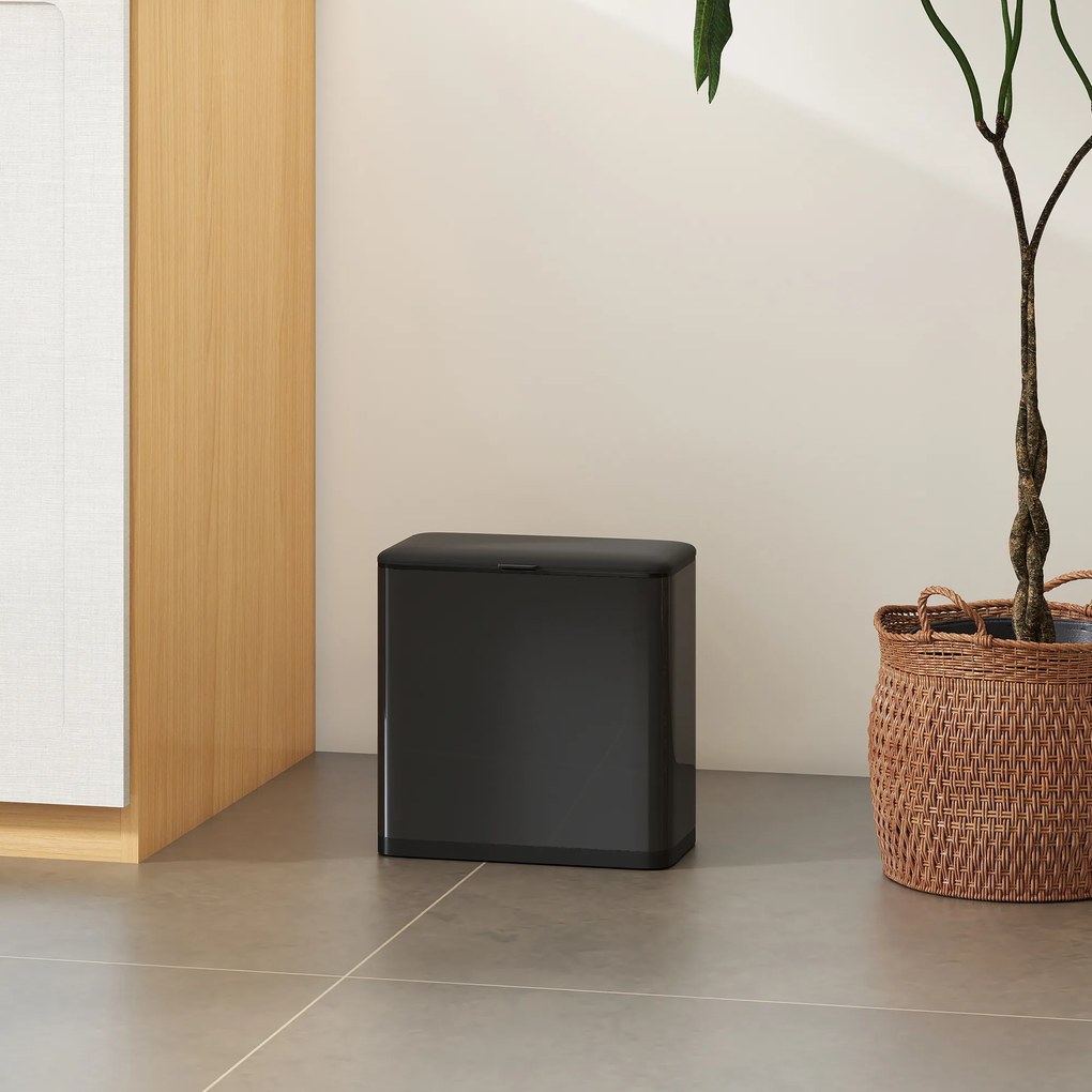 HOMCOM 8 L kosz na śmieci, ustawiany wolnostojąco lub wiszący, stal nierdzewna, czarny