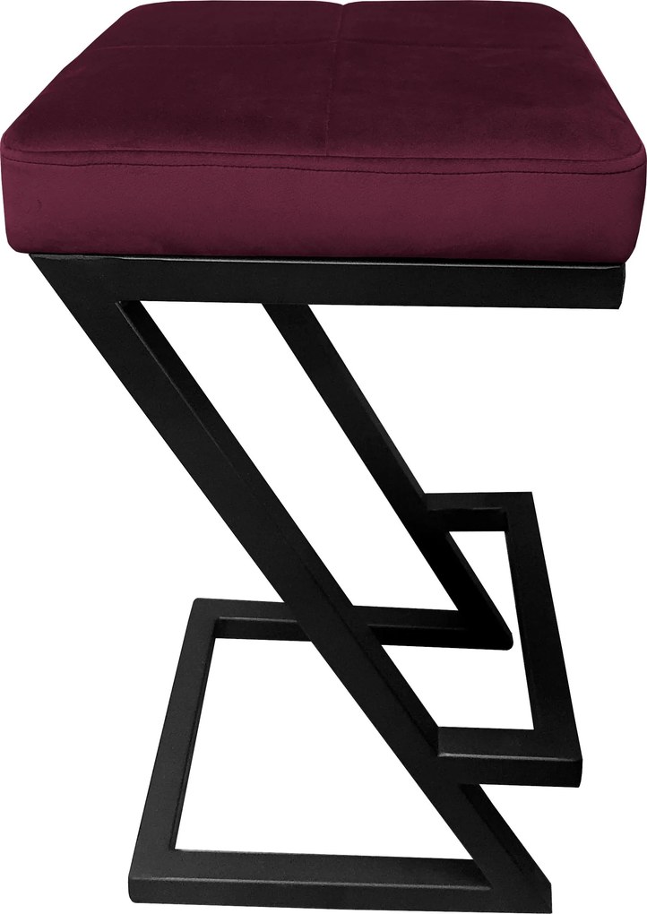 Hoker ZETA krzesło barowe tkanina Welur podstawa metalowa LOFT : Kolor Stelaża - Czarny , Kolor tkaniny - VELVET - MG02