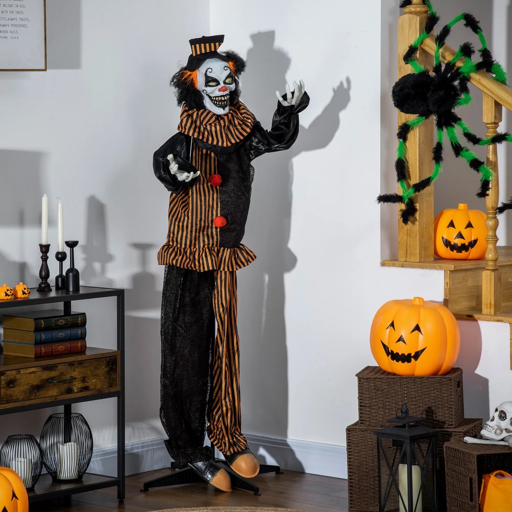 Outsunny Dekoracja Halloween Horror Clown ze specjalnymi efektami i dźwiękiem 100 cm x 18 cm x 153 cm