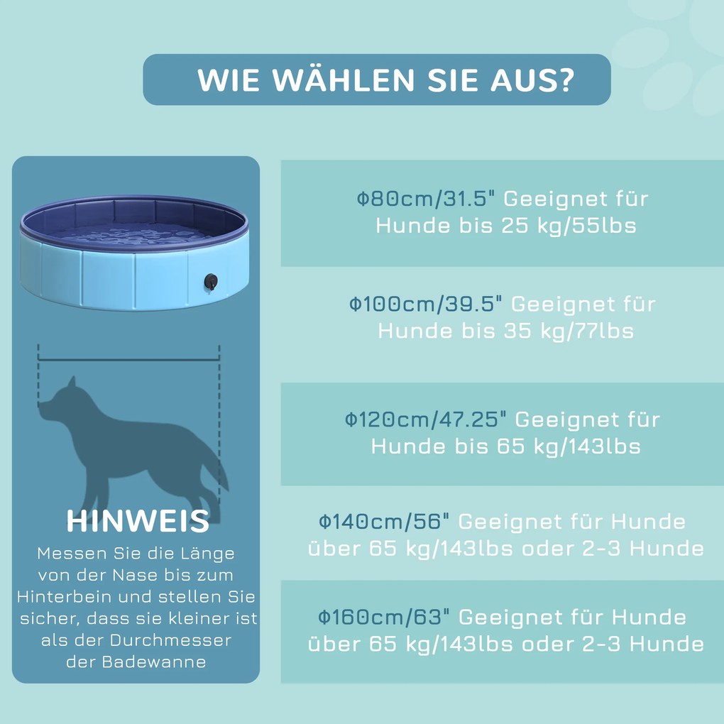 PawHut Basen dla psów Niebieski brodzik kąpielowy Ø80x20cm Plastik i drewno | Aosom PL